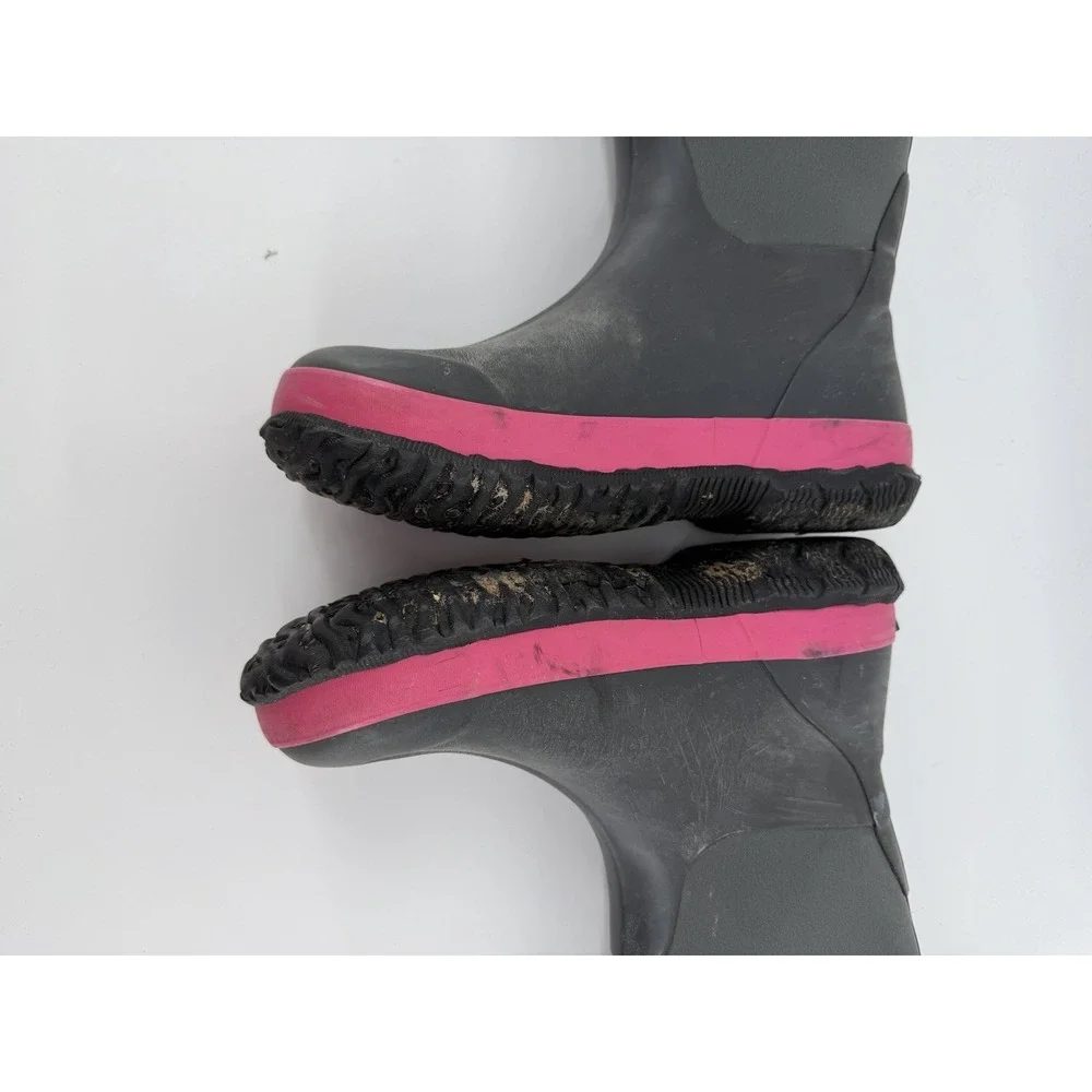 BOGS‎ Classic Matte Boots Youth Kid's Girl's Gray Pink Insulated Winter Sz US 5
